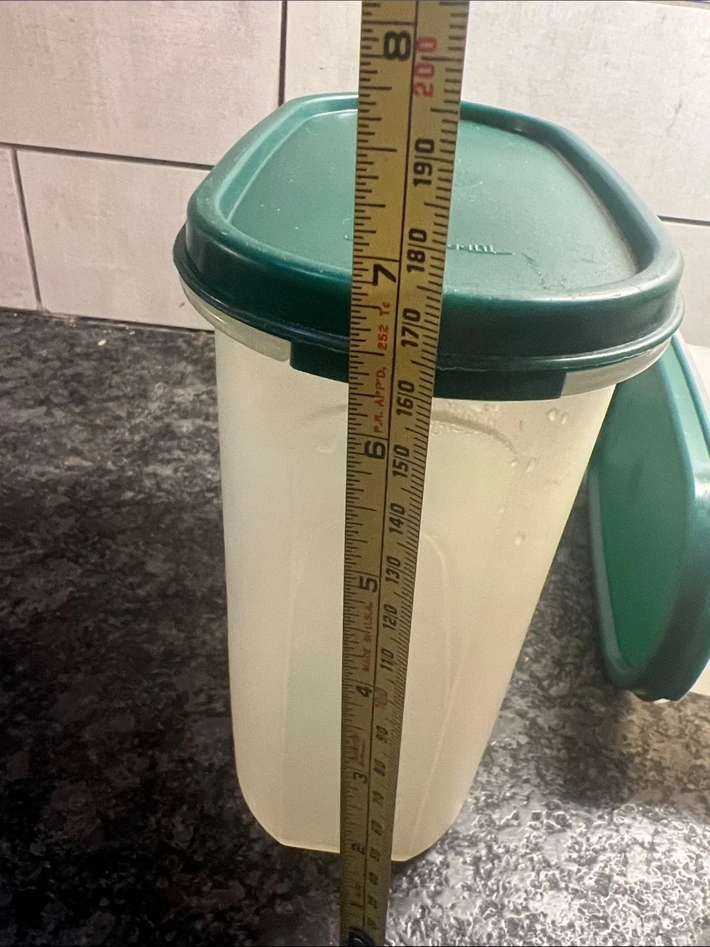Tupperware Cream Containers with Dark Green Lids - Modular Pantry Set